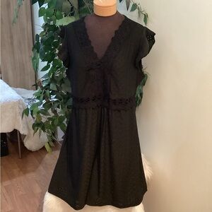 Shein black sleeveless with ruffle v neck midi dress Woman’s size 2X